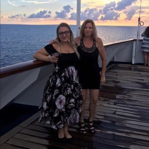 Floral and black skirt